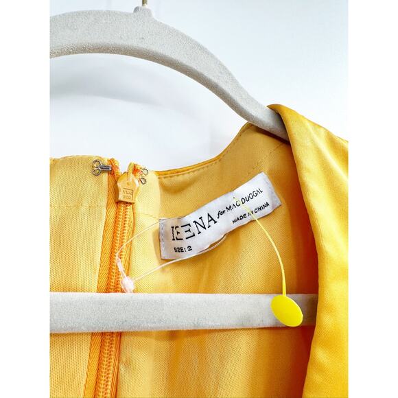 Mac Duggal 55693 Marigold Charmeuse Empire Waist Blouson Long Sleeve Gown 2 - Picture 5 of 8